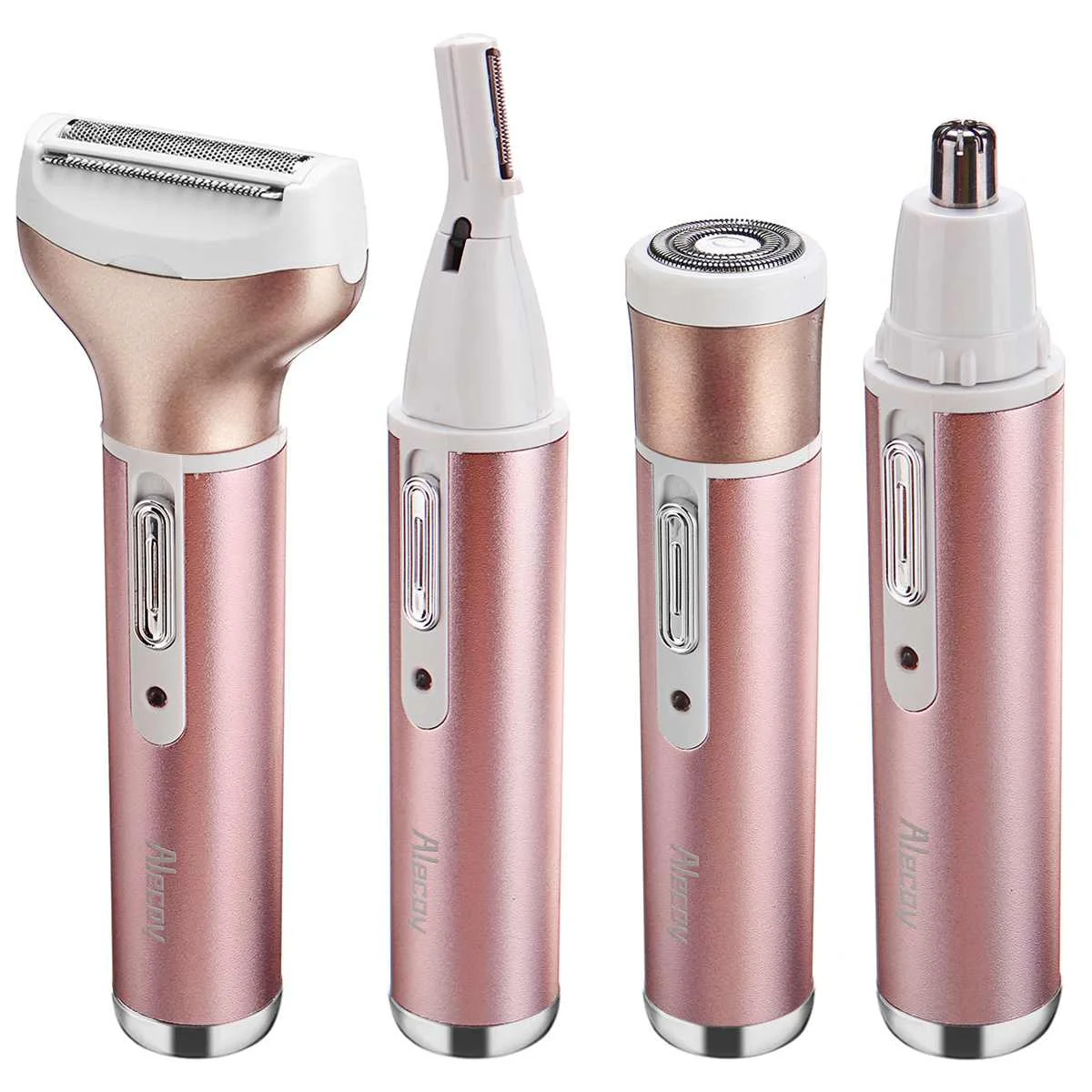 220 V-240 V ЕС Plug 4 в 1 Для женщин бритвы безболезненное лица бровей для удаления волос мокрый сухой Триммер-эпилятор сменными головками гладких безопасной