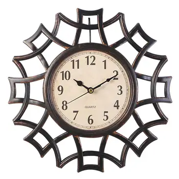 

Vintage Dial Clock European Hollowed-out Silent Clock 3D Large Decorative Wall Clock for Living Room Bedroom Kitchen(Black)