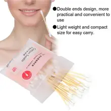 100 шт. одноразовые двухконфорочная вафельница для ватные палочки тампоны для макияжа Make Up Хлопок ватные палочки тампоны a