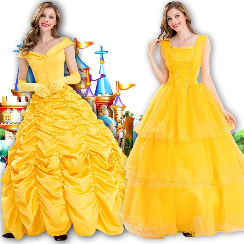 

Adult Beauty and The Beast Princess Belle Cosplay Costume Fancy Ball Gown Dress Adult Princess Belle Cosplay Fancy Costume