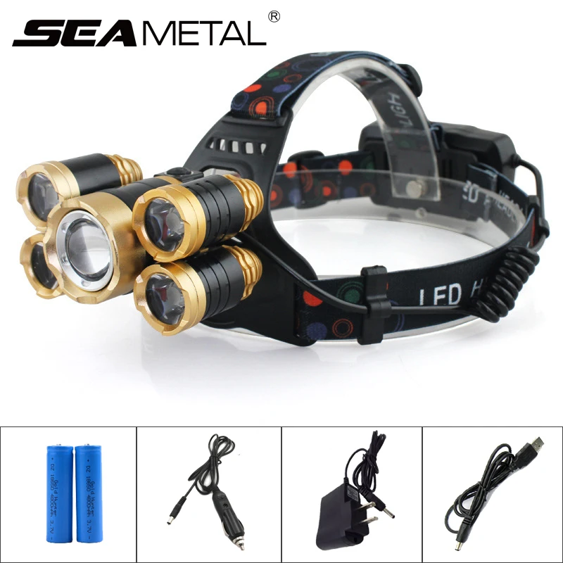 

5000lm LED Headlamp T6 Camping Headlight Flashlight Head Led Lamp Rechargeable 18650 Fishing Head Light Forehead Torch Frontale
