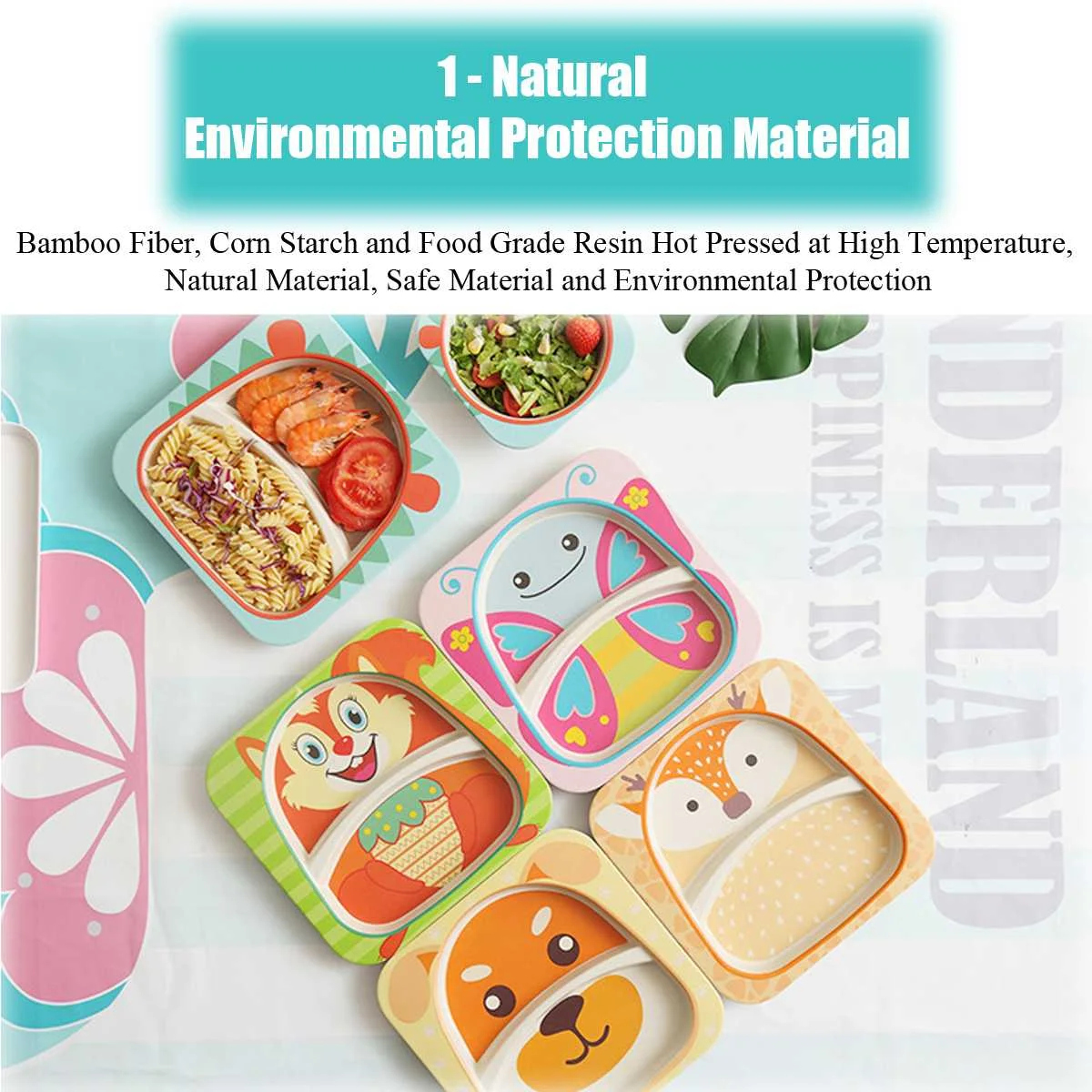 5Pcs/Set Baby Feeding Bowl Plate Dishes Fork Spoon Cup Children Tableware Bamboo Fiber Kids Cartoon Separation Feeding Plate 5Pcs/Set Baby Feeding Bowl Plate Dishes Fork Spoon Cup Children Tableware Bamboo Fiber Kids Cartoon Separation Feeding Plate