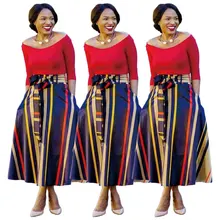 Трендовая разноцветная полосатая плиссированная макси юбка Харадзюку Женская мода Высокая талия супер свободные юбки для вечеринок