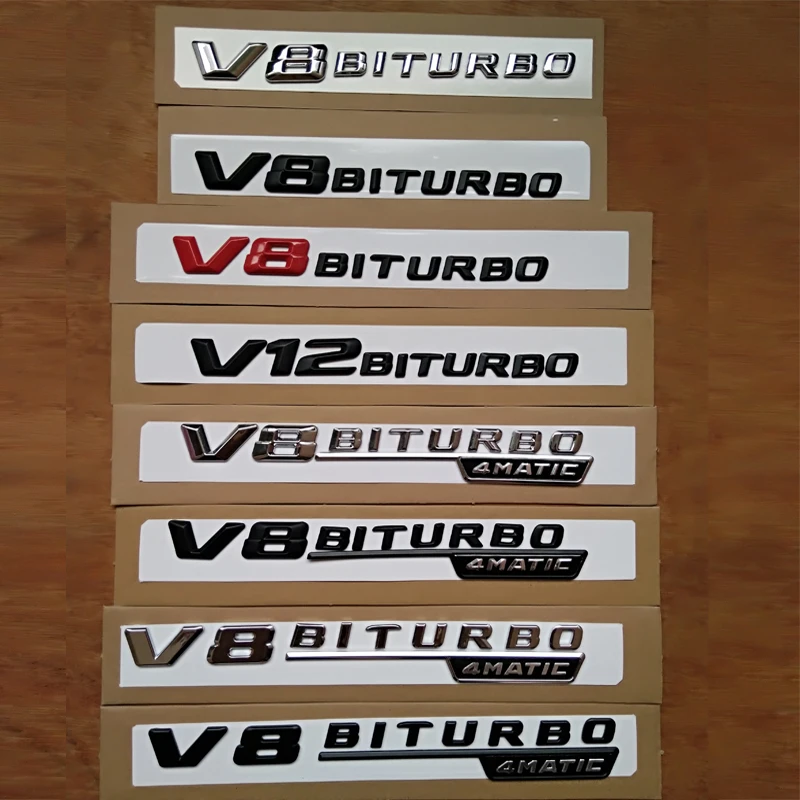 V8 V12 BITURBO Для AMG наклейки для багажника автомобиля задние буквы брызговики значок