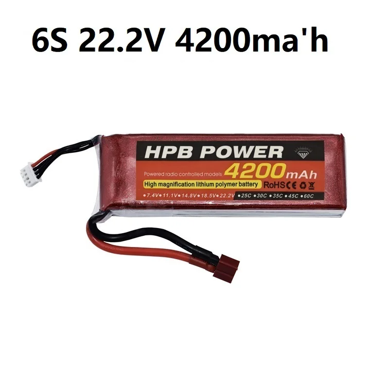 

HPB Power 22.2V 4200MAH Lipo Battery 30C to 35C For remote control helicopter and RC Car 6S Lipo 22.2 V 4200 mah T/XT60 Plug