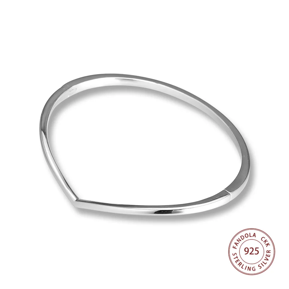 

CKK Shining Wish Bangle Argent 925 Sterling Silver Polished Wishbone Bracelets Bangles For Women Original Jewelry Berloques