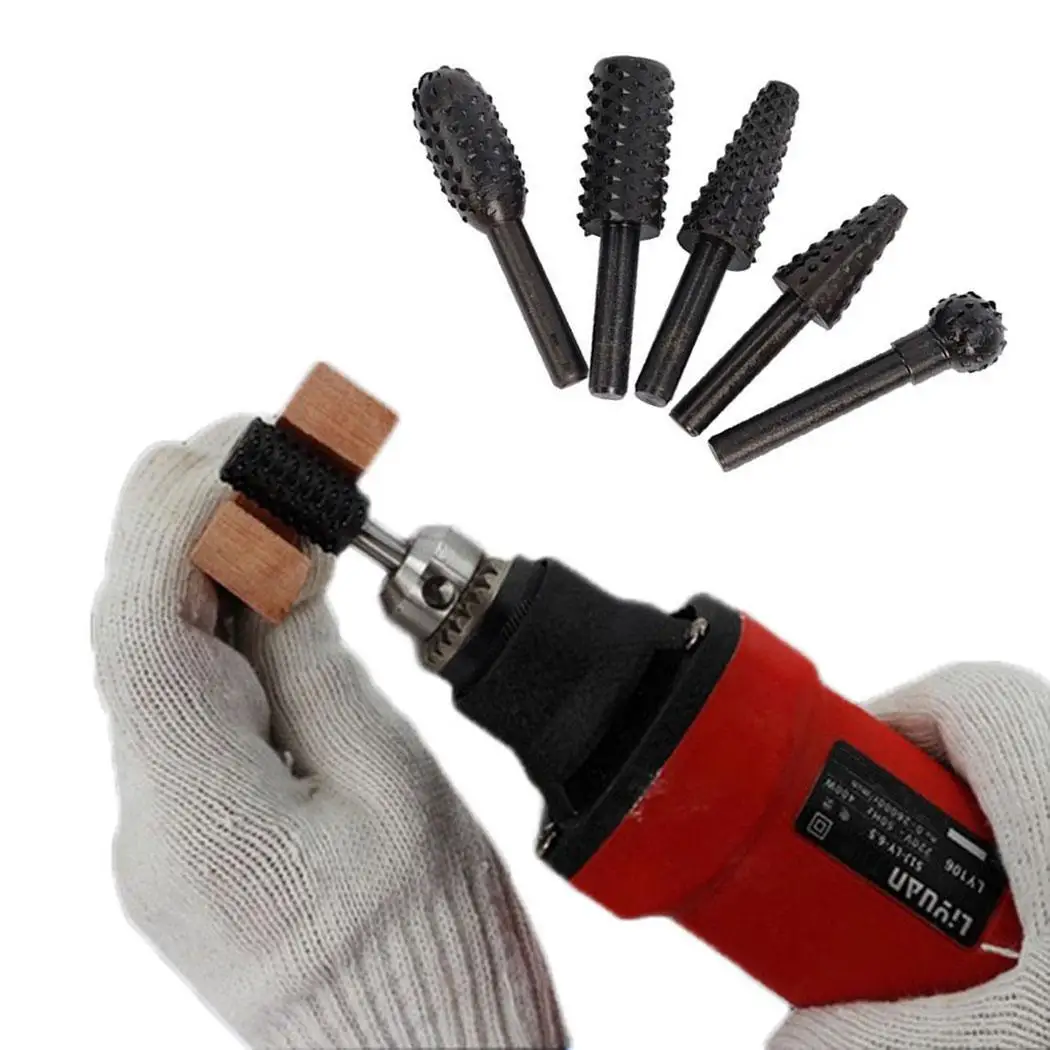 5Pcs Rotary Drill Bits Carbon Steel metal rotary drill bits For Rotary Tool 50-60mm DIY woodworking polished artifact