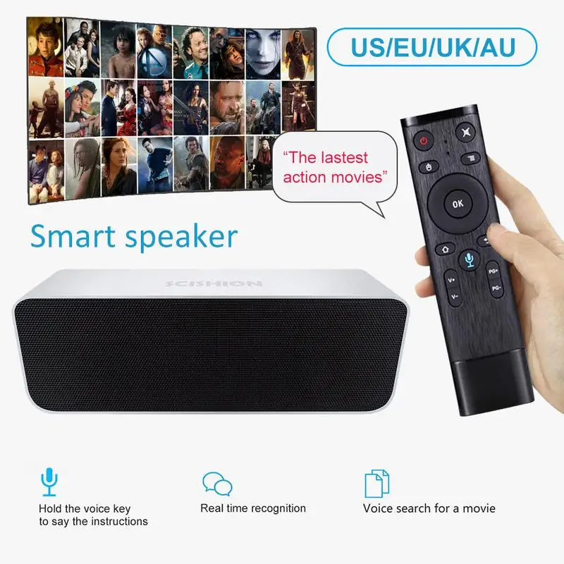 

Voice Remote Control Network Player RK3328 Android 8.1 Ai 2G+16G HD Set Top Box With 10w Power Smart Speaker Smart TV Box