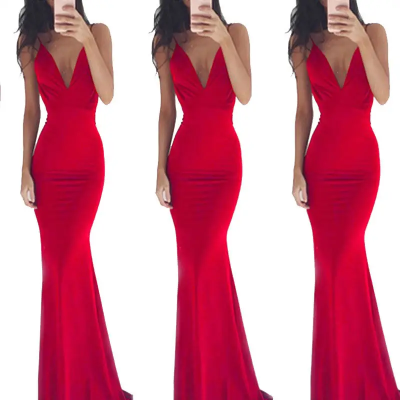 Дамы для женщин Формальные вечерние Vestido вечернее платье V средства ухода за