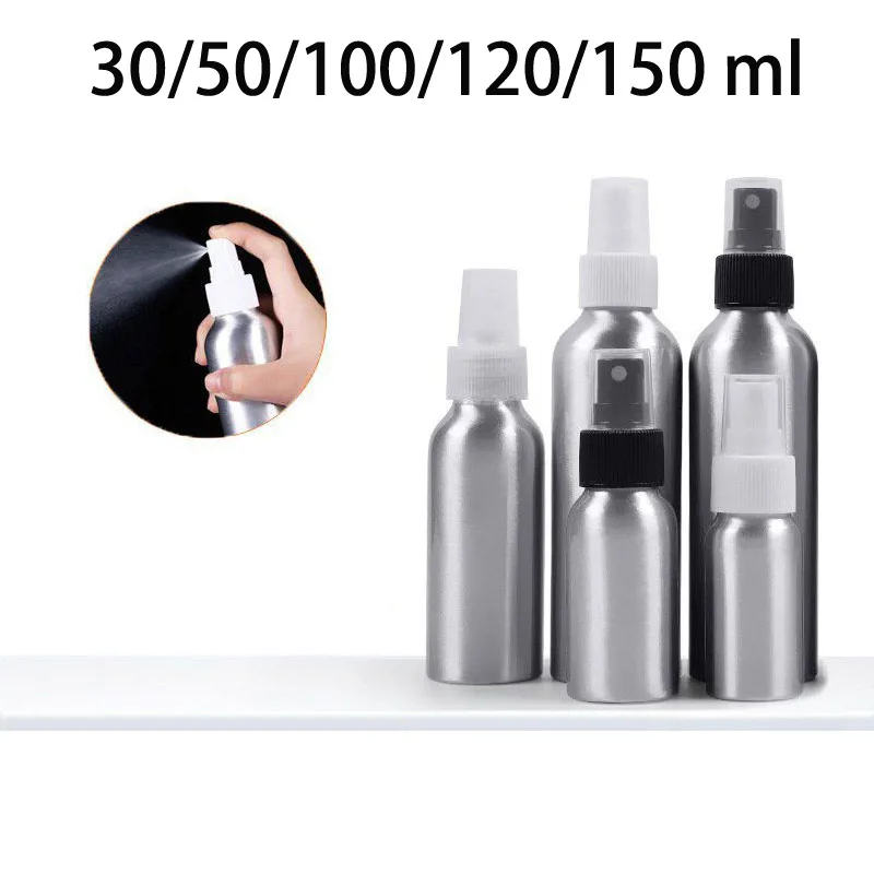 

1PC 30ml/50ml/100ml/120ml/150ml Portable Aluminum Spray Bottles Perfume Empty Refillable Pump Atomizer Mist Travel Makeup Bottle