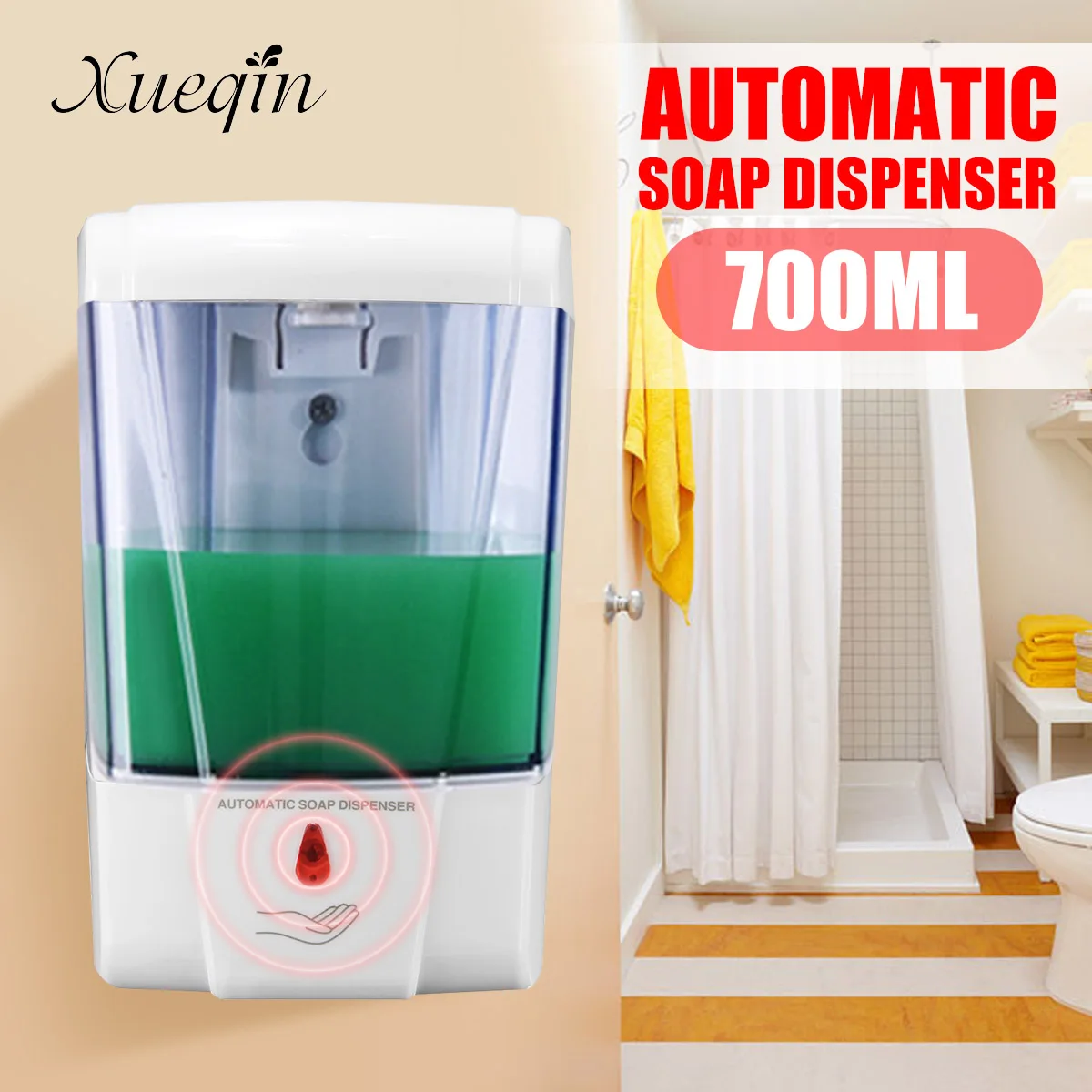 

1pc 700ml Automatic Sensor Bathroom Liquid Soap Dispenser Touchless Wall Mounted Kitchen Detergent Bath Shampoo Lotion Dispenser