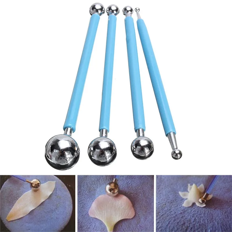 

4Pcs Fondant Cake Pan Flower Decorating Clay Sugarcraft Ball Modelling Cutter DIY Tool Stainless Steel 8 Head Pen Cookie Cutters