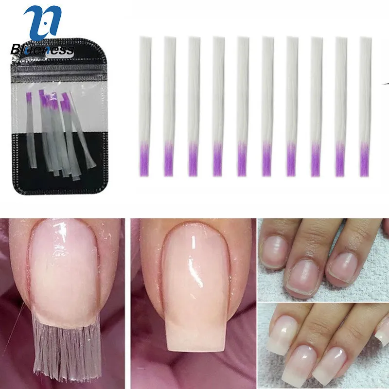 

Blueness 10 Pieces/ Pack Nail Glass Extension Fiber Manicure Tools for Beatiful Nails Easy to Wear Form Acrylic False Nail