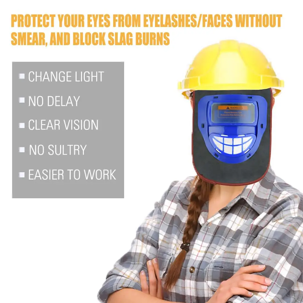 Welding Helmet Leather Welding Hood Head-mounted Auto Dimming Welding Helmet Face Mask