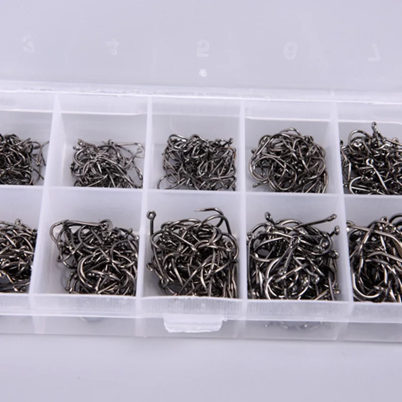 

600Pcs/ Set Super Gold/Black High Carbon Steel Fishing Hooks Fishing Accessories