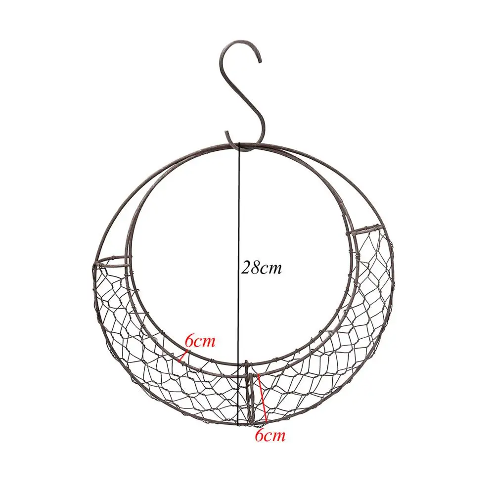 1 шт., 28 см, Форма Луны, железный проволочный венок, Металлический горшок для суккулентов, подвесная корзина, держатель для цветов, Свадебные/домашние/кафе/вечерние украшения