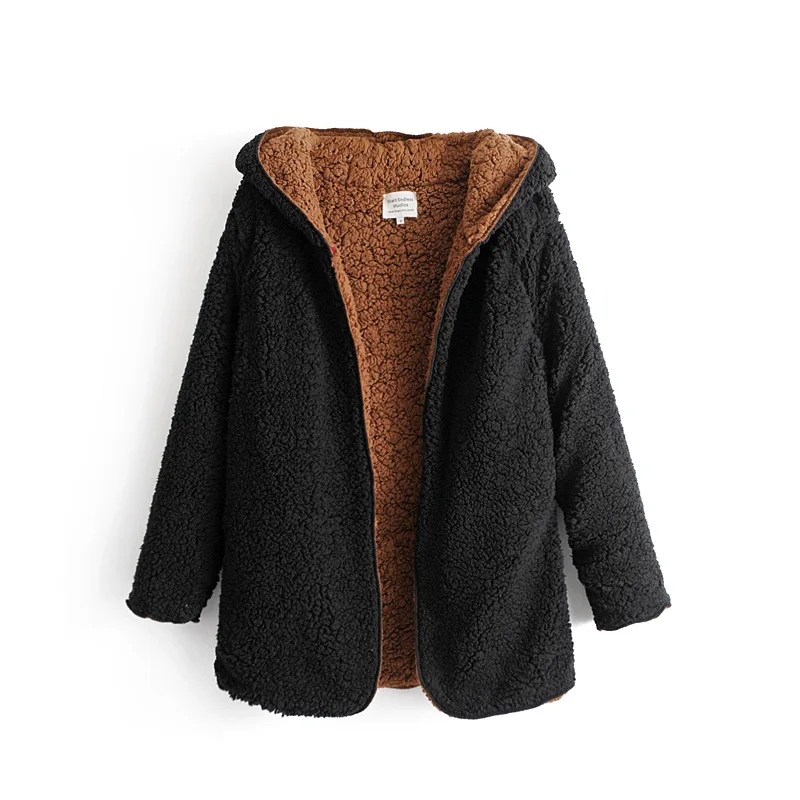En Manteau Manteaux Longues kaki Femmes Long Manches Mode Hiver À Peluche Fourrure Capuchon Noir Col Chaud Femelle Automne V aqSxw60