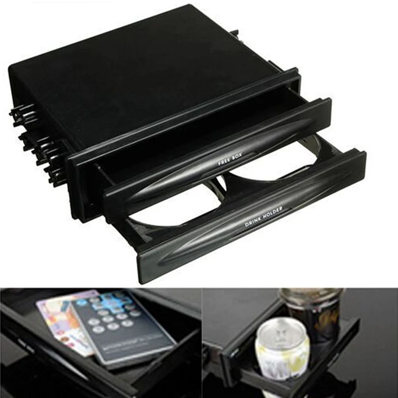 

Universal Car Dash Trim Double Din Radio Pocket Kit Drink Cup Holder Storage Box