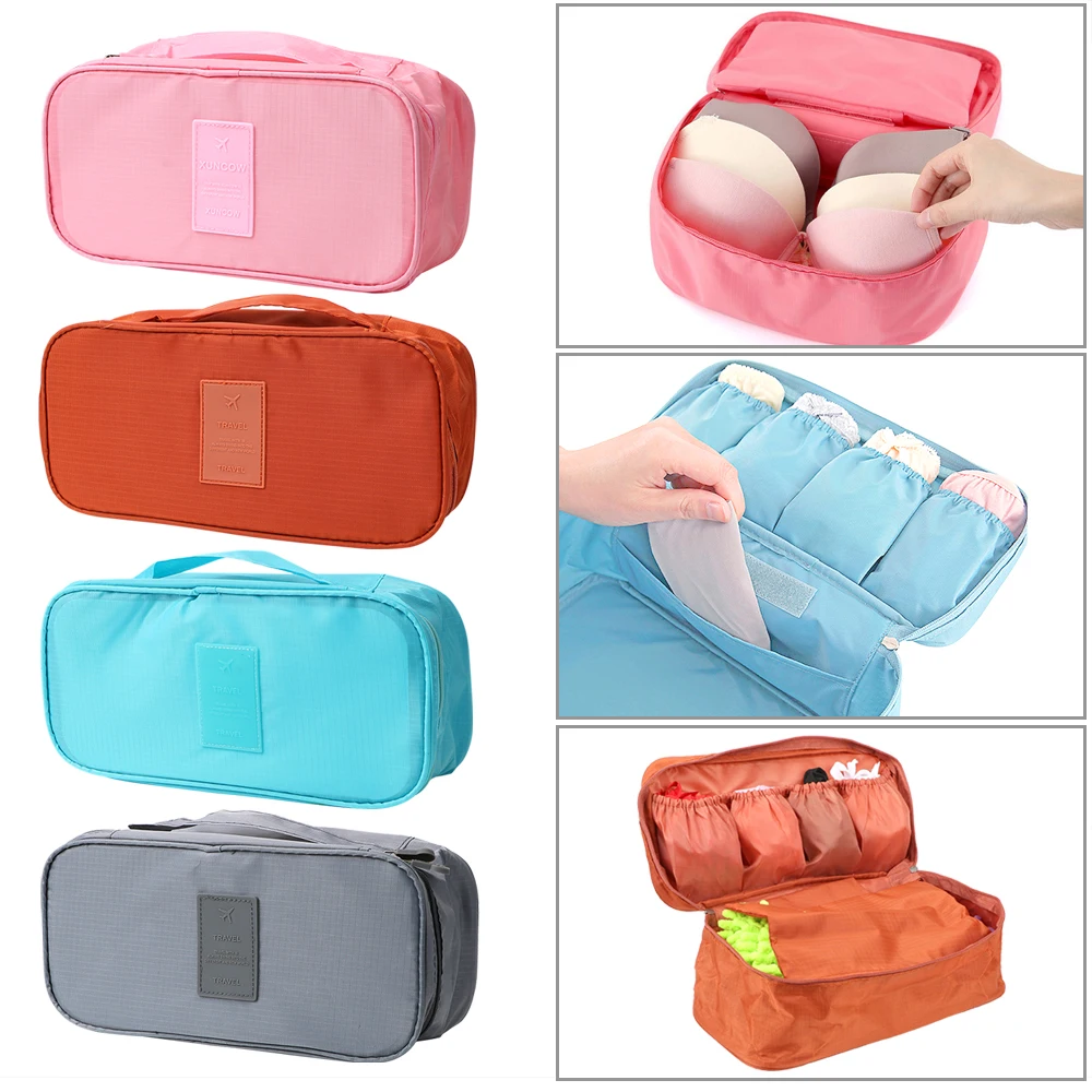 

Multifunction Portable Cosmetic Makeup Pouch Case Women's Bra Underwear Storage Bag 4 Colors Travel Clothes Organizer