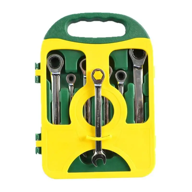 

7pcs/set 8mm-19mm Steel Wrench Tools Set Combination Ratchet Wrench Spanner Hand Tool Kit