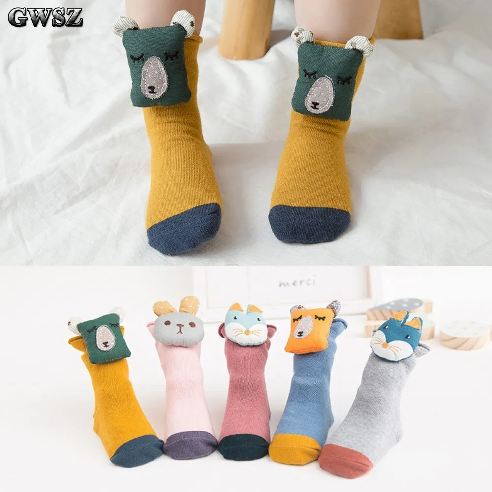 

0-4 Years old Spring Cartoon Baby Socks Non-slip Point Rubber Floor Socks Full Cotton Lovely Doll Baby Socks
