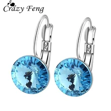 Crazy Feng модные серьги-кольца с фианитами и кристаллами для женщин Brincos Argola розовые синие серьги для свадебной вечеринки Bijoux