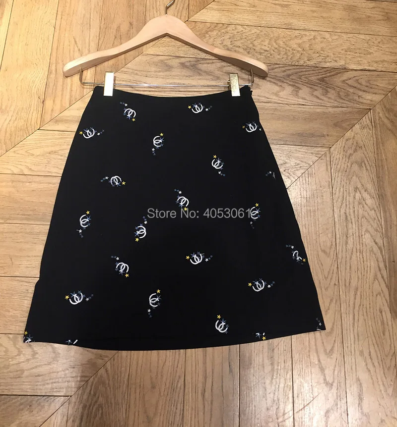 Jupe Broderie Femmes Pic Style Jupe Color As 2019ss Aline Viscose Français Mélange Embroideried gfq5p