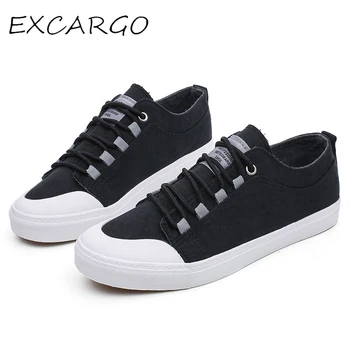 

EXCARGO Mens Shoes Casual Sneakers Black Fashion Canvas Vulcanize Men Lace Up 2019 Summer Fashion Canvas Sneakers Shoe For Men