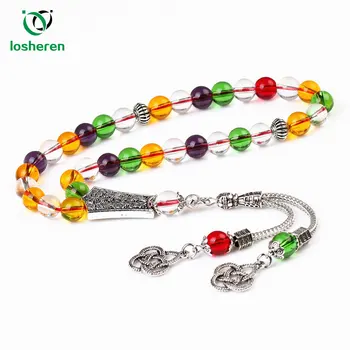

LOSHEREN New Middle East Bracelets Tassel Pendant 33 Prayer Beads Islamic Muslim Tasbih Allah Mohammed Rosary for Women Men