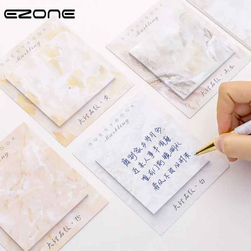 

EZONE Marbling Sticky Note Marble Printed Memo Pad For Planner Agend Self-Adhesive Square Papers Bookmark Student Stationery
