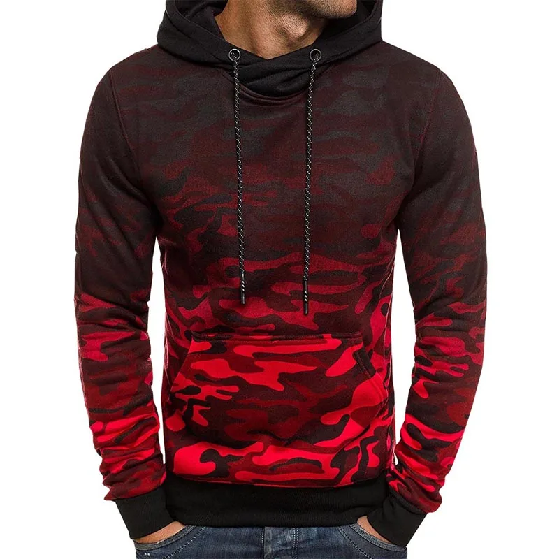

2018 Autumn Hoodies Men Camouflage Gradient Tracksuit Hoodie Sweatshirts Male Hip Hop Hooded Pocket Drawstring Jacket Coat
