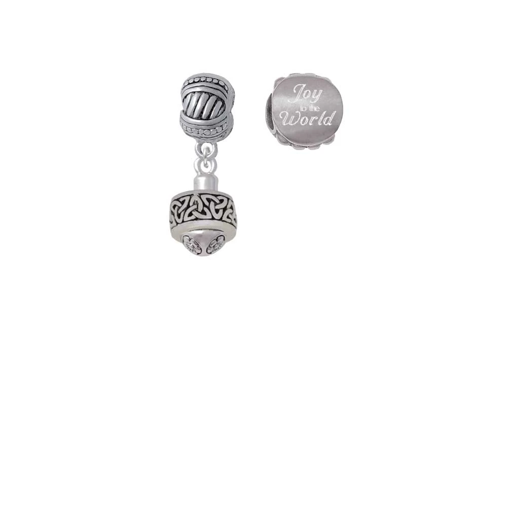 Silvertone Celtic Knot Trinity Band Spinner Joy to the World Charm Beads (Set of 2) |