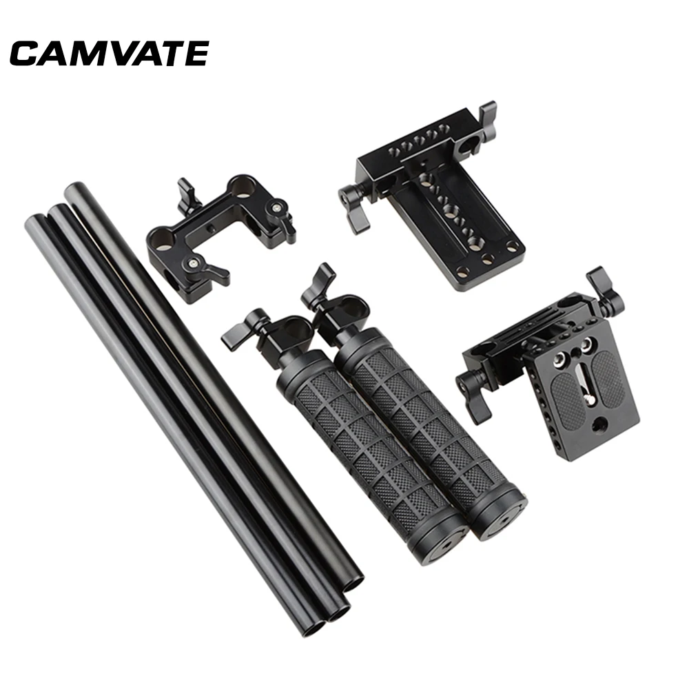 CAMVATE плечо Rig ручка 15 мм стержень зажим пластина для DSLR камеры видеокамеры