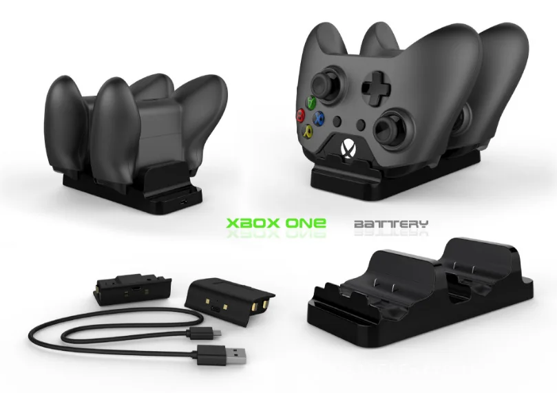 

For XBOX ONE /X/Slim game controller dual charging base gamepad fast charger plus 2 rechargeable battery pack with USB cable