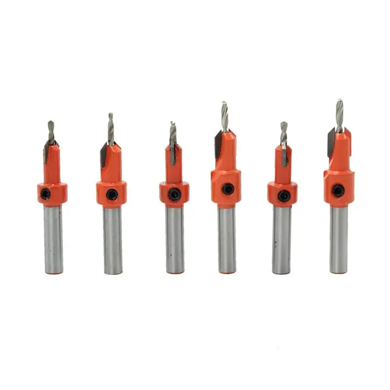 

6 Piece Set Woodworking Countersunk Cone Hole Drill Alloy Head Screw Step Self Tapping Installation Tool