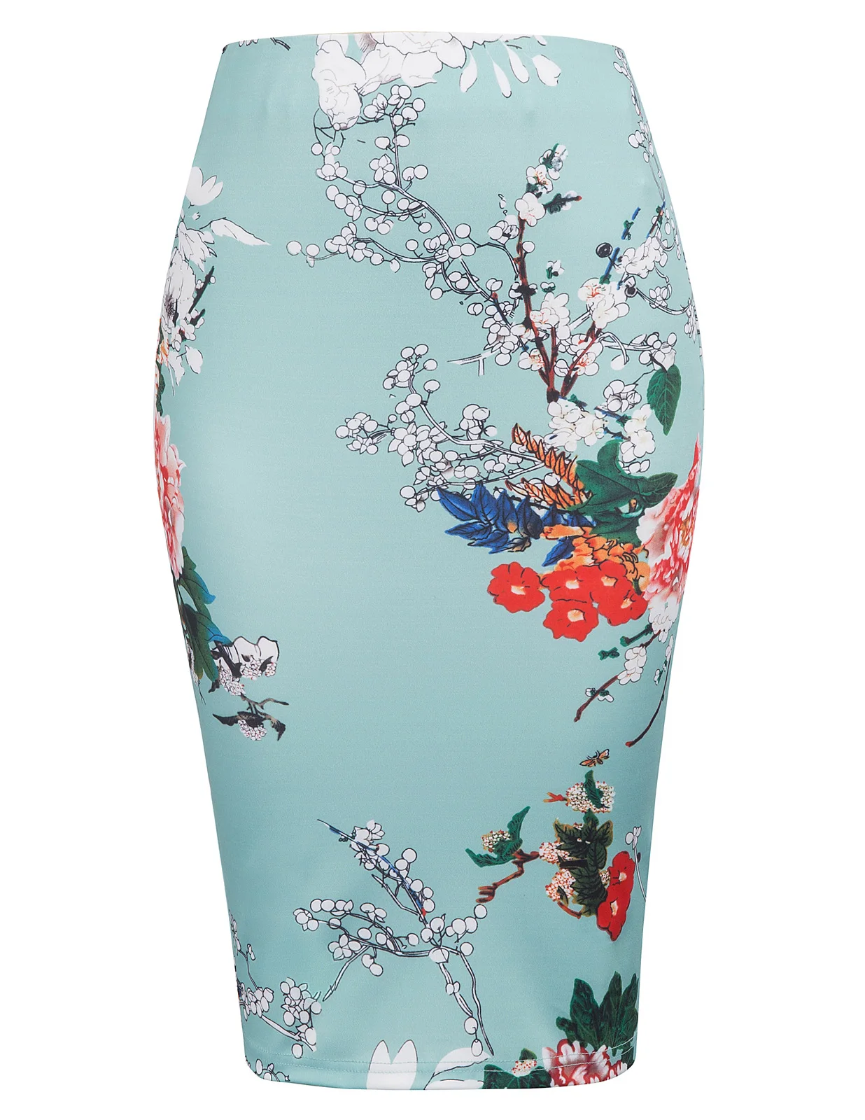 

Women office work OL skirts classy Floral Pattern knee length Hips-Wrapped back split Bodycon Pencil vintage Skirt faldas mujer
