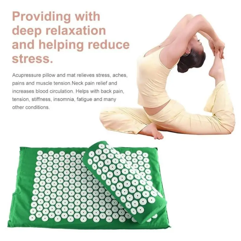 Massager Cushion Massage Mat Acupressure Relieve Back Body Pain Spike Mat Acupuncture Massage Yoga Mat with Pillow Massager Cushion Massage Mat Acupressure Relieve Back Body Pain Spike Mat Acupuncture Massage Yoga Mat with Pillow