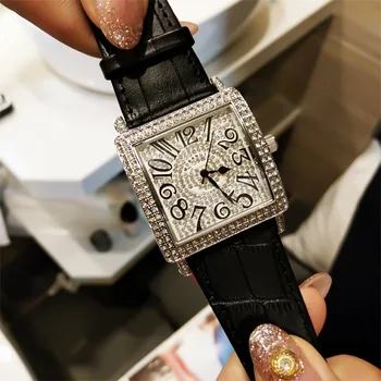

Watch for lady women box strap quartz steel nenuine in the water silvery set steel diamond bracelet waterpoof like MK Guces BL