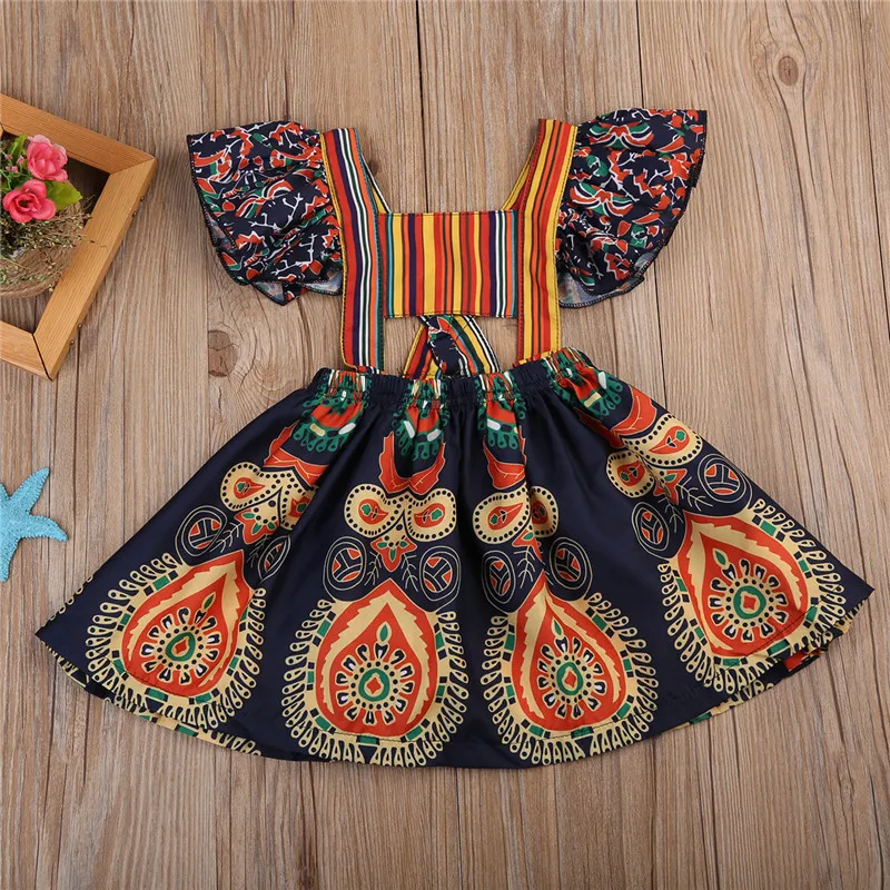 

Backless Party Backless Pageant Boho Floral Dresses Cotton Cute Children Toddler Folk Kids Baby Girls Princess Dress