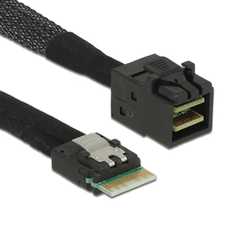 

Jimier Slim Line SAS 4.0 SFF-8654 4i 38pin Host to HD Mini SAS 4i SFF-8643 36pin Target Cable 50cm