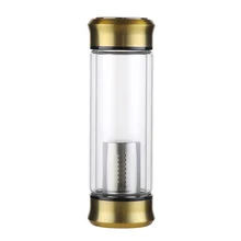 1 шт. Стеклянная бутылка для воды в деловом стиле с фильтром для заварки чая из нержавеющей стали с двойными стенками, стеклянный спортивный стакан для воды