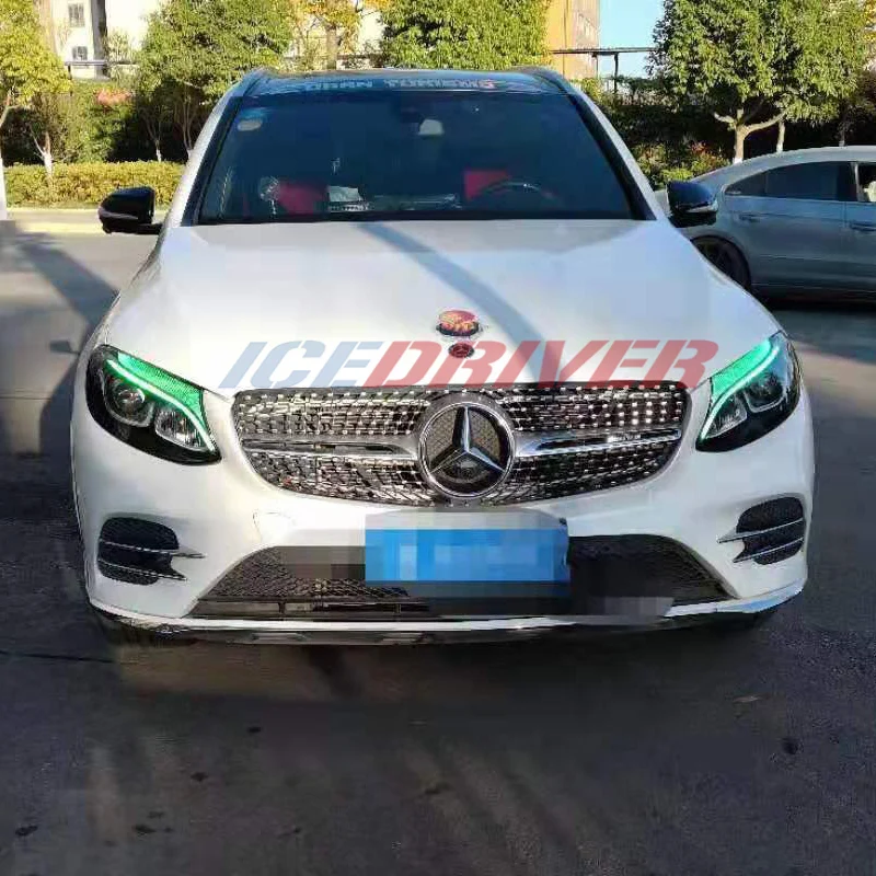 Icedriver для Mercedes Benz класса GLC DRL светодиодный доски дневные ходовые огни красные, синие зеленый фиолетовый DRL светодиодный дьявольские глаза