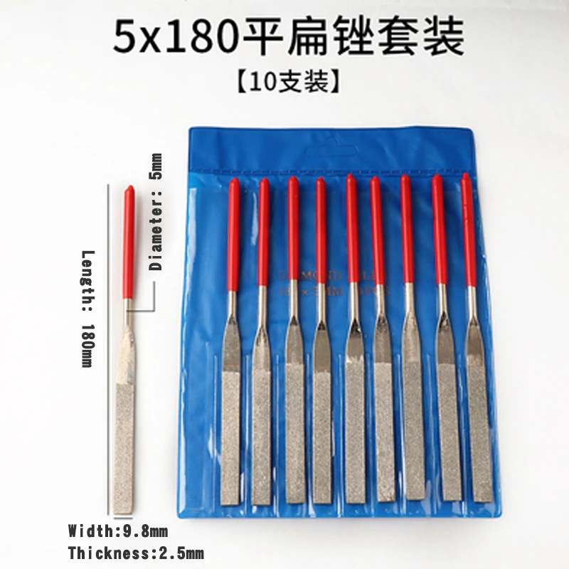 Shina 10pcs 5x180mm Flat Diamond Grit File Set Sharpening Tool For Wood Metal Plastic