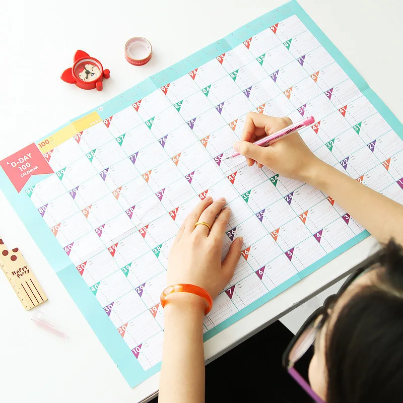 

New Superdeal 100 Day Countdown Calendar Learning Schedule Periodic Planner Table Gift For Kids Study Planning Learning Supplies
