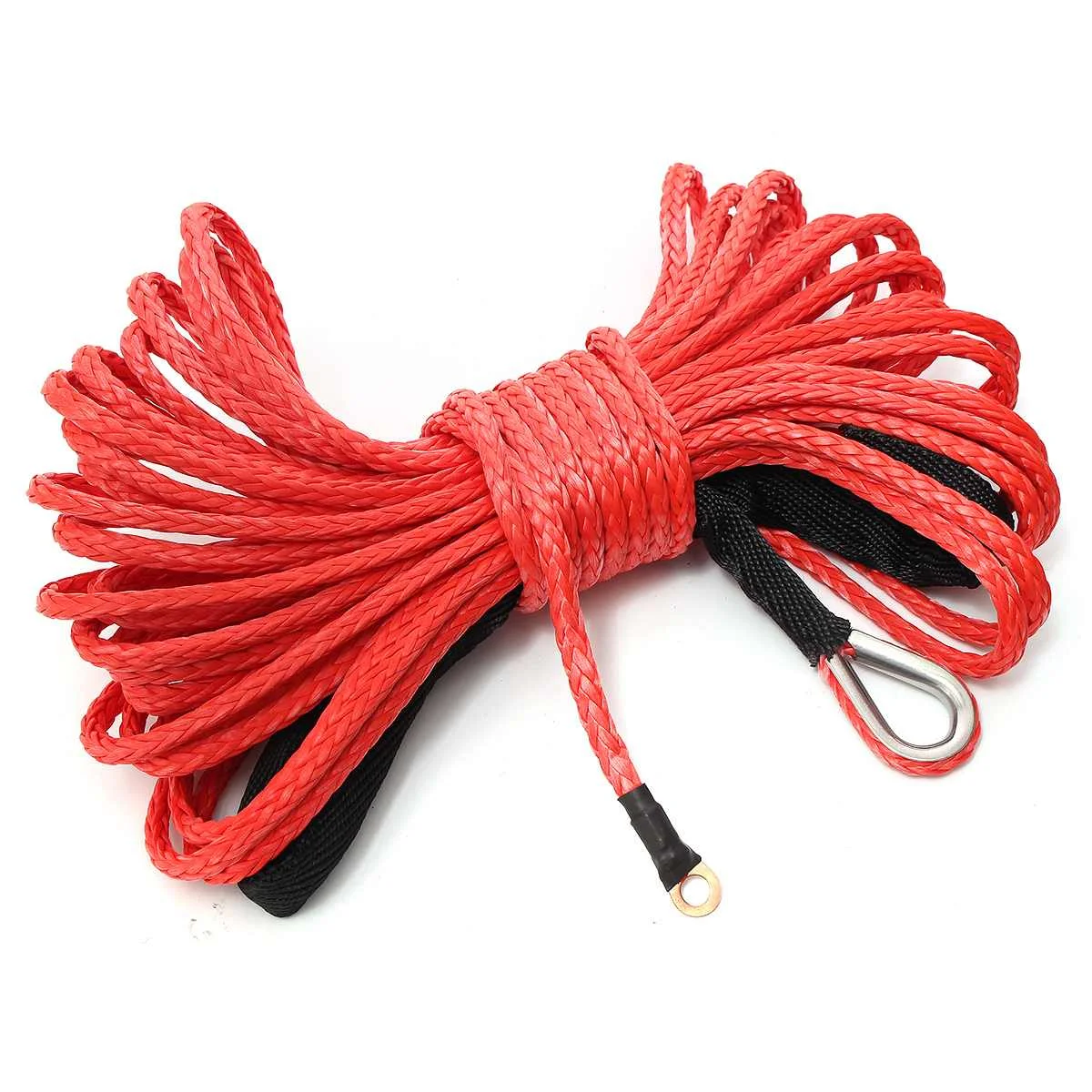 جديد 6mm x 15 m ynthetic Winche حبل للسحب حبل رفع كابل خط مع هوك 7000LBS للمركبة UTV خارج الطريق