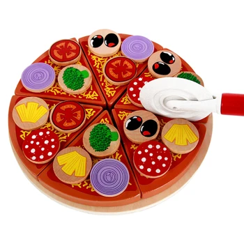 

Surwish Children Pretend Play Toys Wooden Simulation Pizza Cutting Tray Shovel Knife Playset for Age 3+ Kids Kitchen Toys