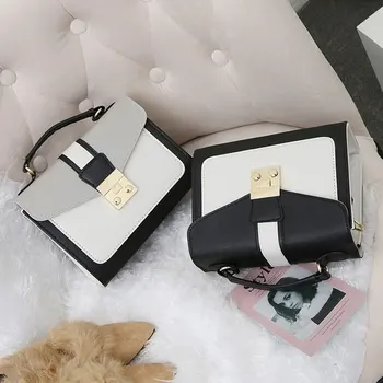 

New 1Pcs bolsa feminina Women Small Bag Contrast Color Shoulder Bag Wild Messenger Bag leather bags women