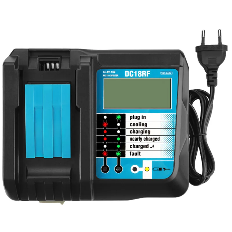 

High quality Lithium Battery Charger DC18RC 14.4V-18V 3A USB Li-ion Fast Battery Charger LED Clear Screen for Makita