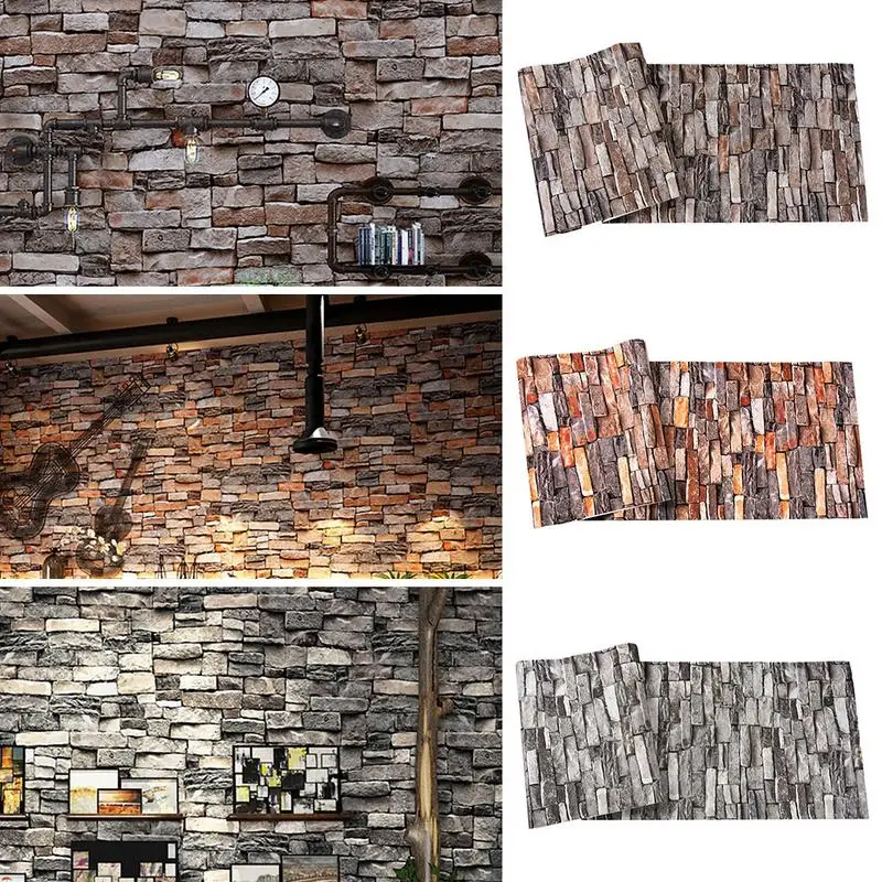 

2019 New 3D Brick Wall Effect Wallpaper Simulated Wallpaper For Bars Learning Bars Theme Restaurants 57.4 Square Feet