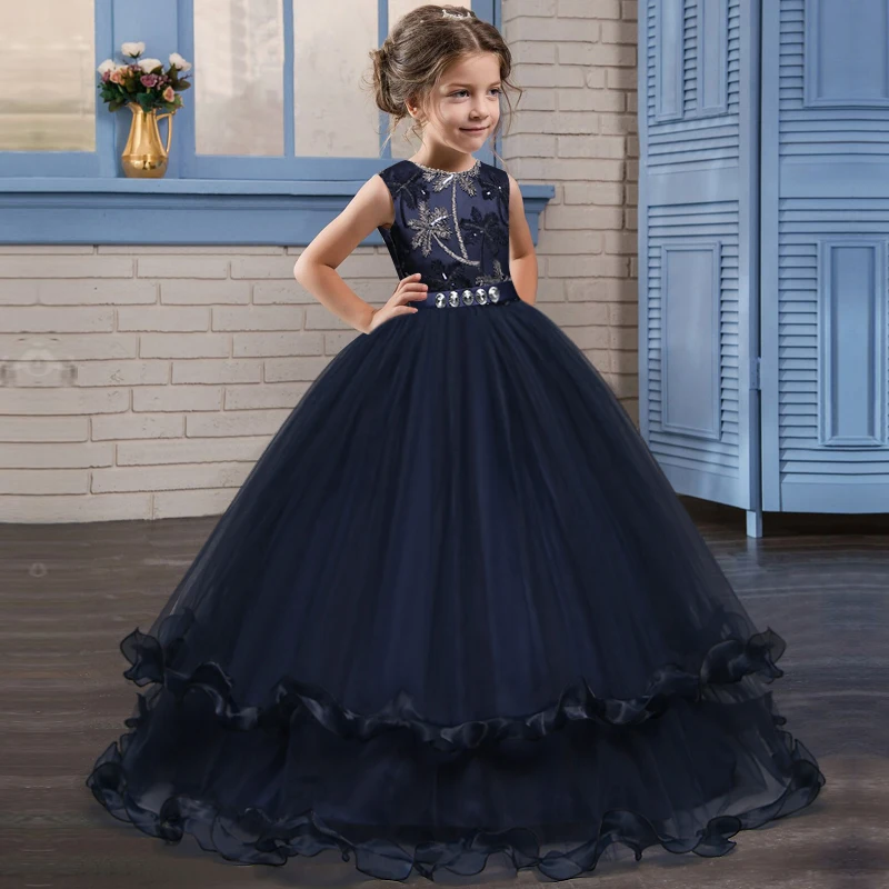 

Formal Elegant Wedding Dress For Girl 6 Years Embroidery Party Tulle First Communion Teenager Kids Dresses For Girls Prom Gown